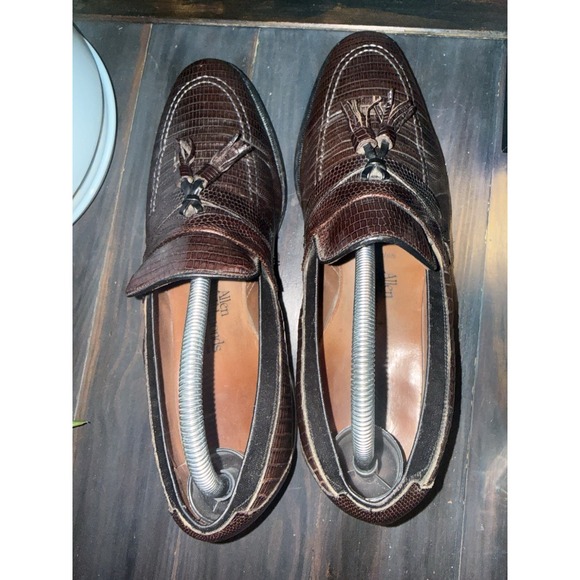 Allen Edmonds Clayton Men Brown  Loafers Exotic Lizard Skin Tassel Shoes 9D $695 - Picture 5 of 10